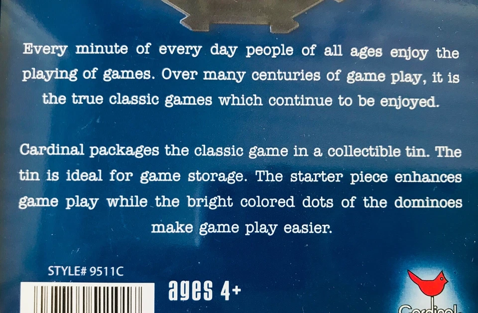 Double Nine Dominoes 55 Jumbo Size Color Dot by Cardinal in Tin Container 2006 - Image 4 of 4
