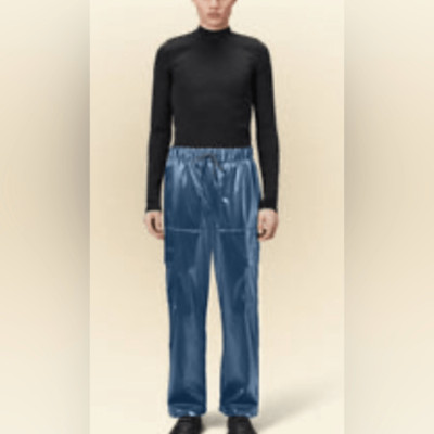 NWT RAINS Unisex Cargo Wide Leg Rain Pants Sonic Blue Lightweight - Size XL