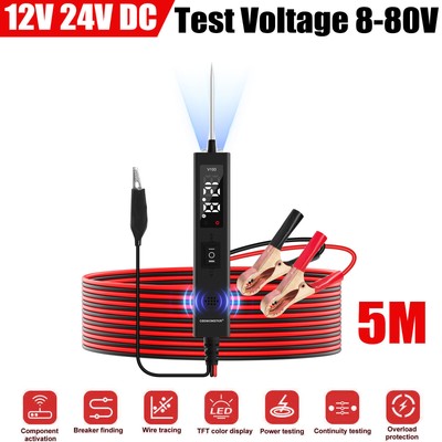 12V 24V DC Car Electrical Circuit Tester Test Probe 5 Meter Diagnostic Tool