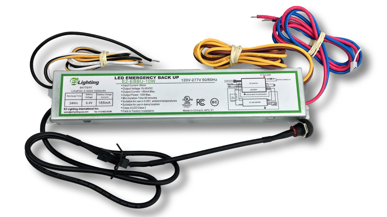 E2 Lighting LOW PROFILE 10W Emergency LED Backup Battery Driver, 2000 cycle