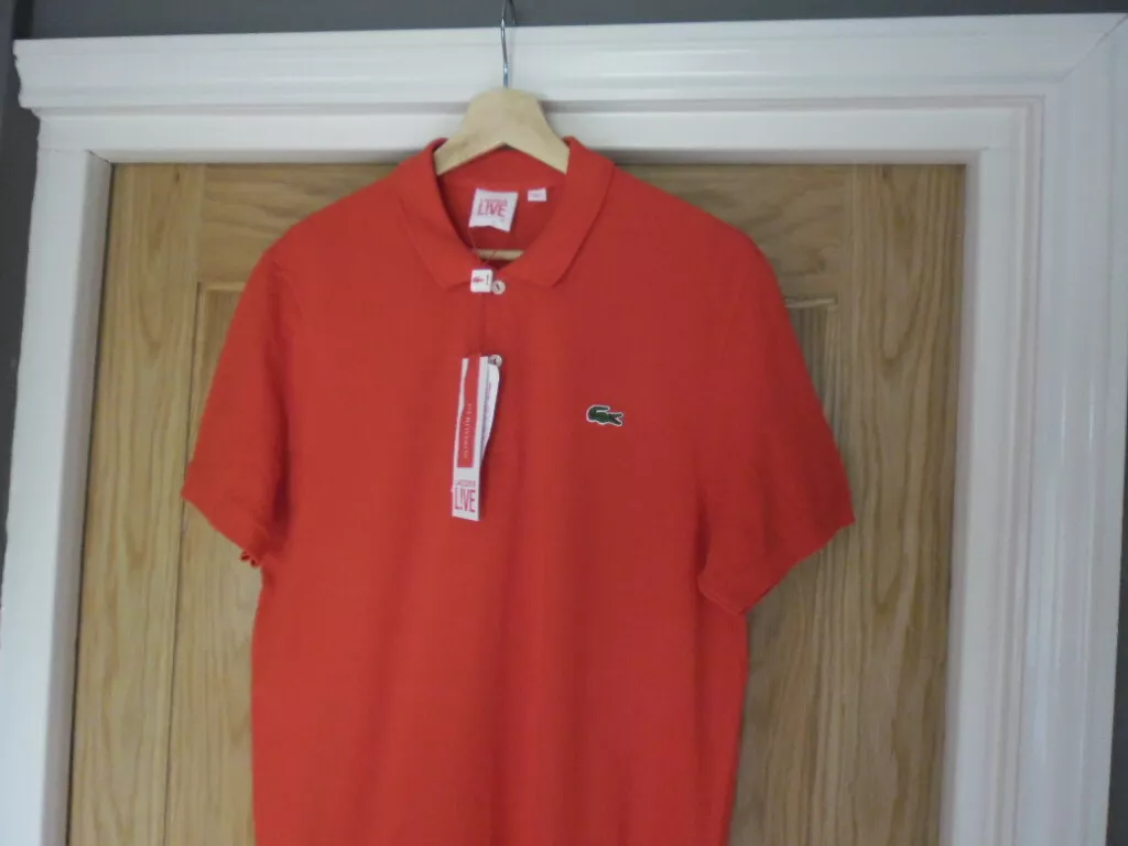 LACOSTE LIVE POLO SHIRT DEVANLAY SIZE 5 SLIM FIT LARGE RED