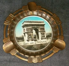 Vintage Bronze Cigarette/Cigar Ashtray París Arc De Triomphe Art Print Souvenir