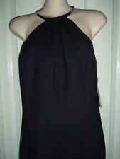 JONES NEW YORK~4~Black Women's Evening Cocktail Dress w/Silver Omega Collar