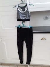 WORK OUT Black and Grey Trousers and Top Size 6/8