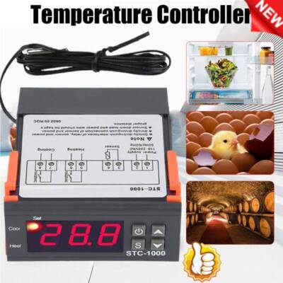 STC-1000 Digital Temperature Controller 12V DC With Waterproof Sensor - Fahrenheit Display For Heating & Cooling