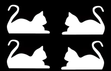 Cute Cat 4 Pack White Vinyl Graphic Car Truck Windows Decal vehicle tumbler