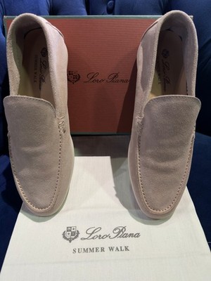 Loro Piana Summer Walk Loafers Men Suede Beige Size EU 45/US 10