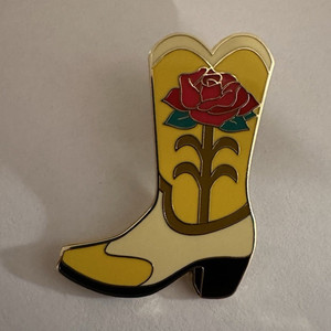 Disney Beauty and the Beast Belle Yellow Boot & Rose Enamel Trading Pin