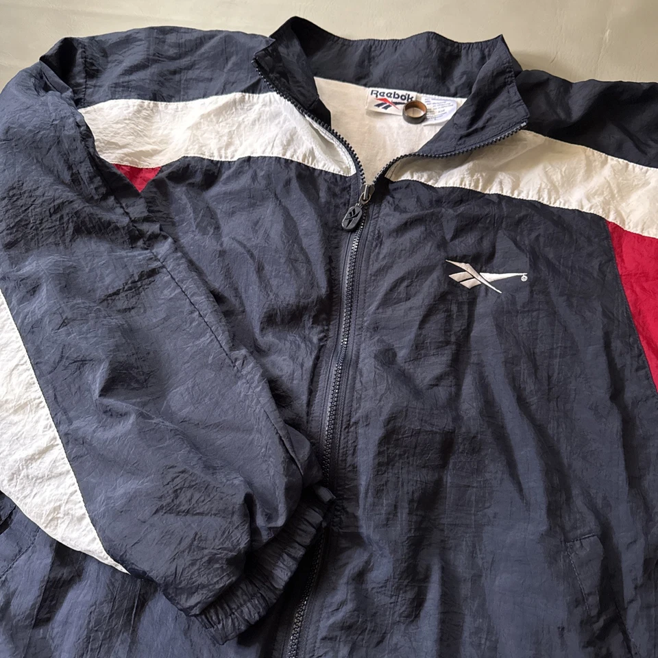 Vintage 90s Reebok Full Zip Windbreaker lightweight Jacket Size Large Colorblock - Image 2 of 4