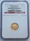 2006  $5 American Gold Eagle 1/10th Oz NGC GEM Uncirculated  Fine US Gold  !!