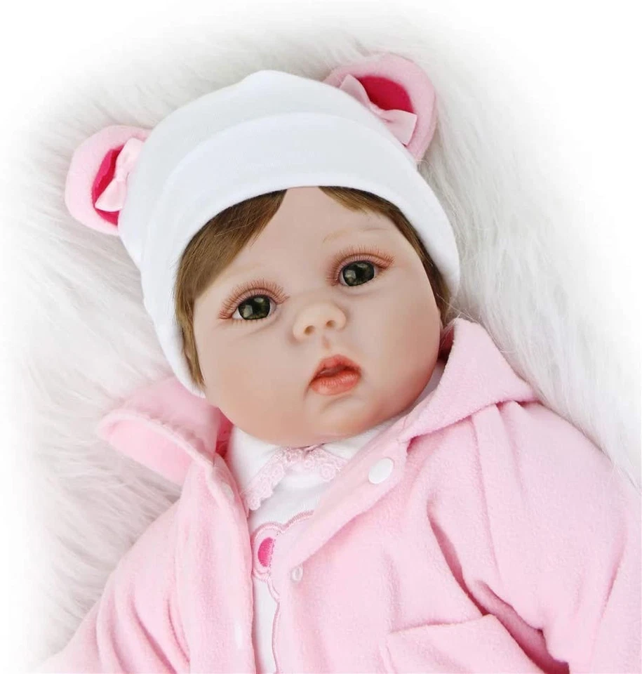 55cm Reborn Puppe Baby Lebensecht Weiches Vinyl Silikon Stoffkörper Mädchen XMAS - Bild 4 von 4