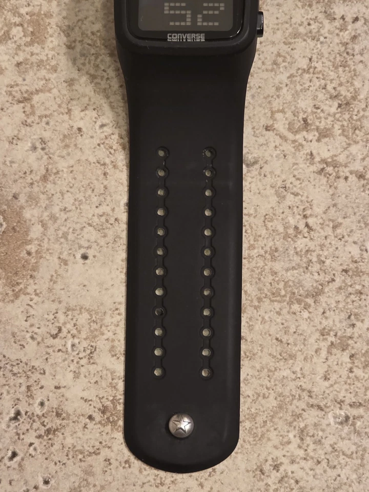 Converse Digital Watch Men's Black VR-002-K12 Silicone ** WORKING ** - Image 2 of 4