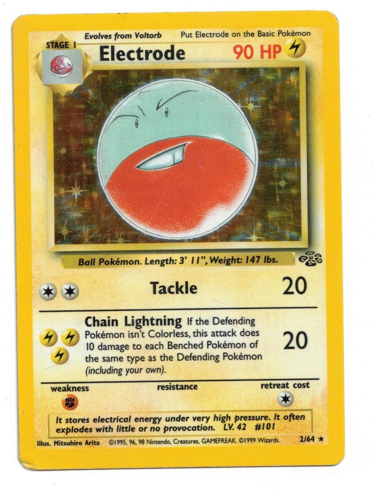 Pokemon Card: Electrode HOLO 2/64 Jungle Set Vintage Rare! PL