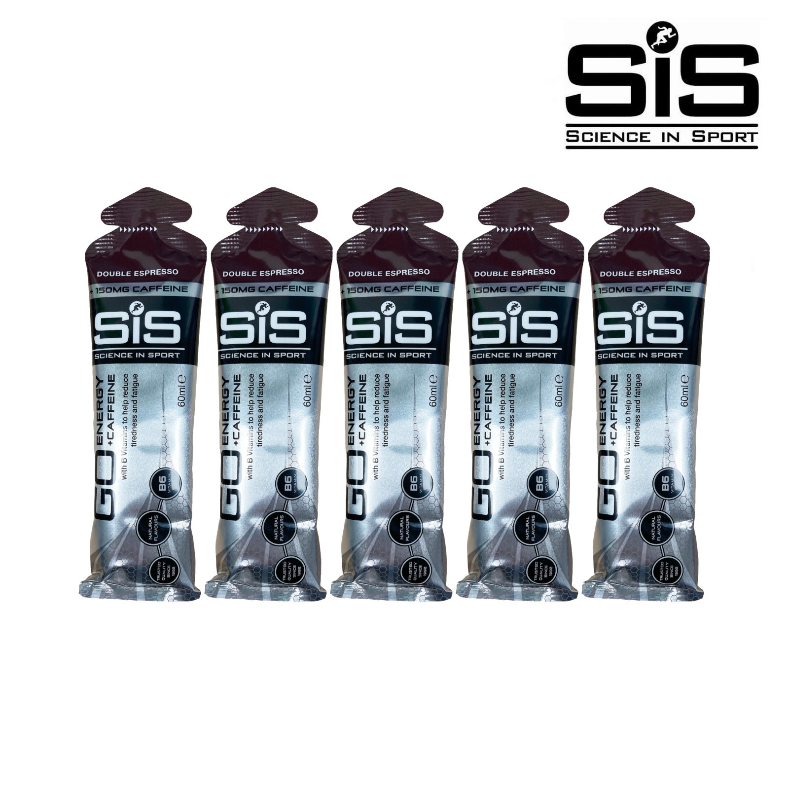 Energy Gels SIS Go Plus Caffeine 60ml - Double Espresso (5 Gels)