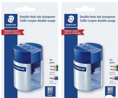 3 Pack! STAEDTLER Double-hole Manual Pencil Sharpeners Blue/Silver | NEW