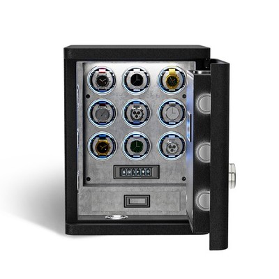 Heavy Full-Steel 9 Watch Safe Box Fingerprint Access RGB LED Digital Keypad Lock