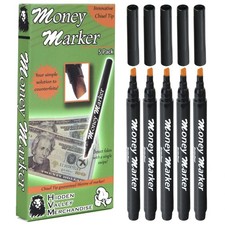 Counterfeit Money Detector Pen 5 Pens Marker Bill Upgraded Chisel Tip Fake