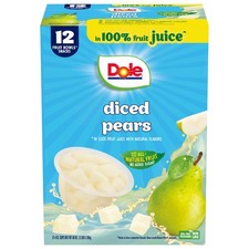 Dole Diced Pears in 100 Juice Dole Fruit Bowls Snacks 4 oz Fruit Bowls 12...