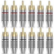 RCA Male to Male Coaxial Audio Video Cable Connector 12-Pack Red Black