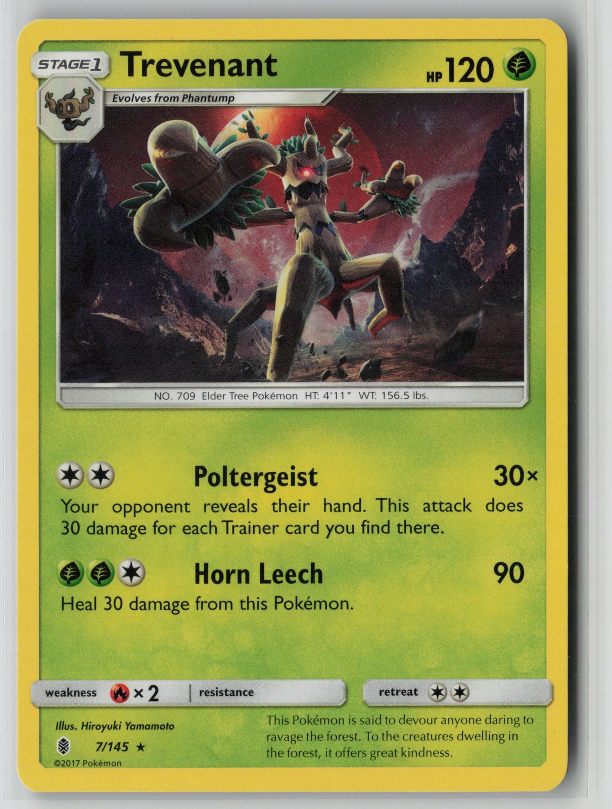 Trevenant 7/145 Pokemon Guardians Rising Rare Lightly Played Card (LP)