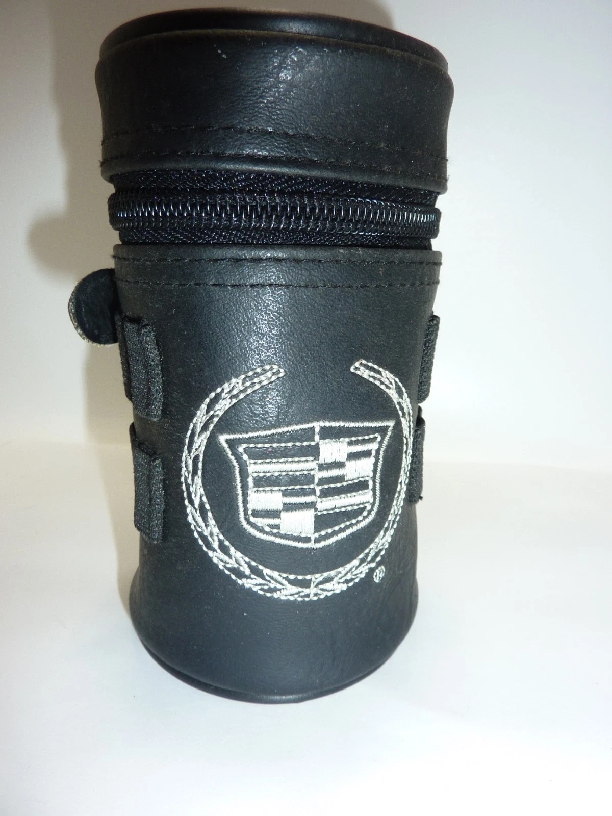CADILLAC LEATHER ZIPPERED WITH CLIP Beverage Cooler Golf, Travel