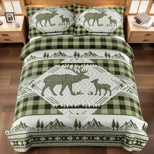 3 Piece Cabin Full/Queen Quilt Sets Farmhouse Rustic Reversible Microfiber Soft