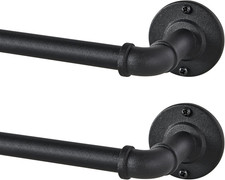 2 Pack Industrial Curtain Rods for Windows 28 to 48 Inches, Blackout Wrap around