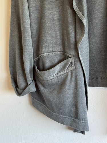 Poetry Grey Cotton & Hemp Summer Long Sleeve Waterfall Cardigan Pockets Size 8 - Picture 3 of 7