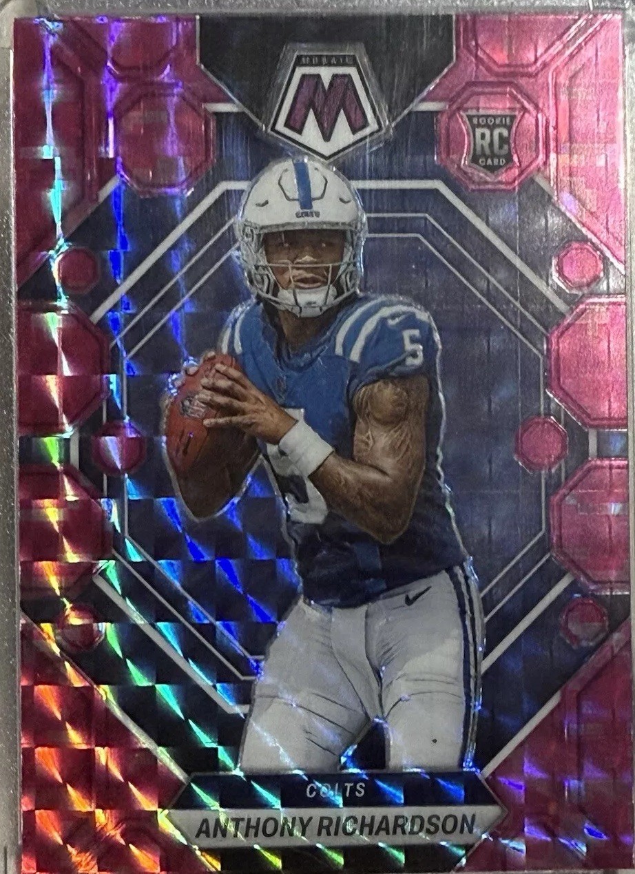 2023 Panini Mosaic Anthony Richardson Rookies Camo Pink Mosaic Prizm #282 (RC)