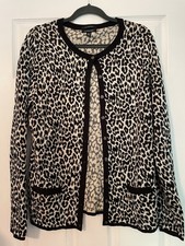 Lands end supima cotton cardigan Medium Tall Animal Print Black Leopard