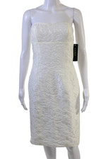 Lauren Ralph Lauren Women Sheath Dress White Floral Knee Sleeveless Size 2