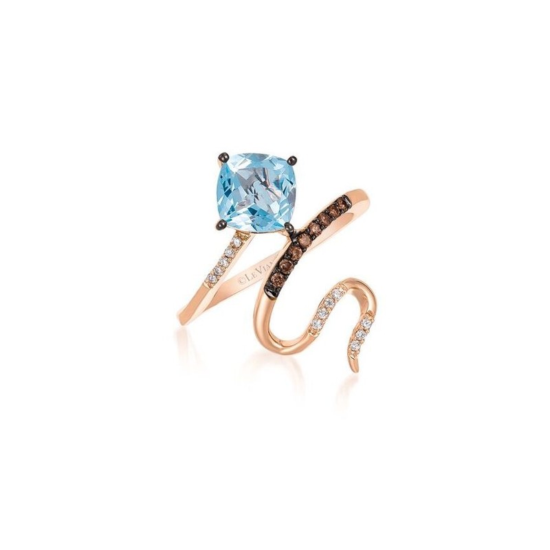 LeVian 14K Rose Gold Cocktail Ring with 1.31 ct. Aquamarine & Diamond (G-H, SI1)