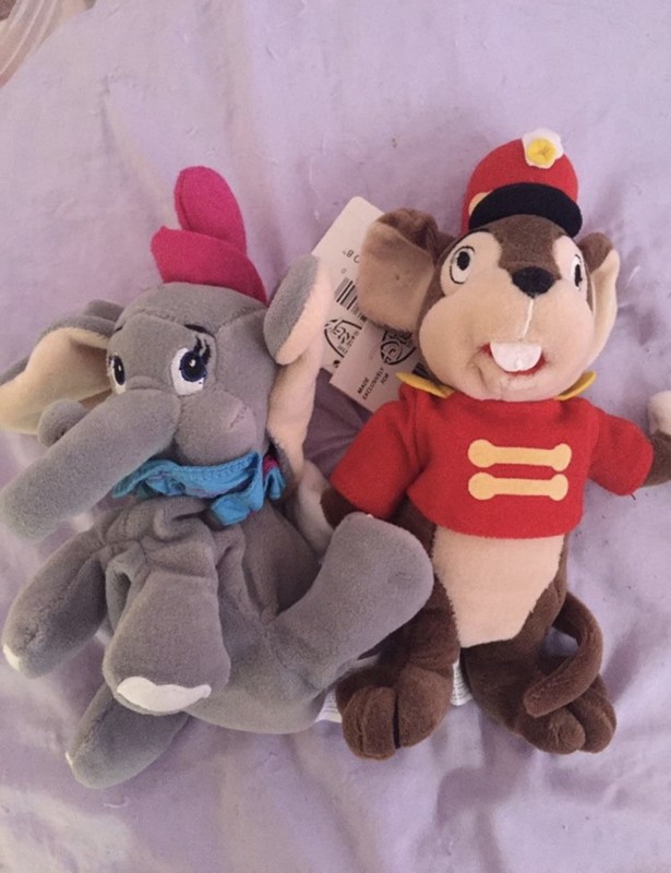 Disney Dumbo & Timothy Mouse Plush Lot of 2, Small beanie Cicra 2000