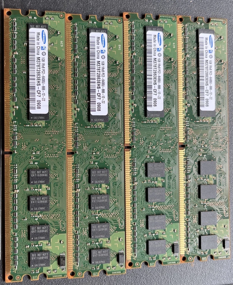 4x samsung 1GB 1Rx8 PC2-6400U-666-12-zz Memory Ram - Image 2 of 3