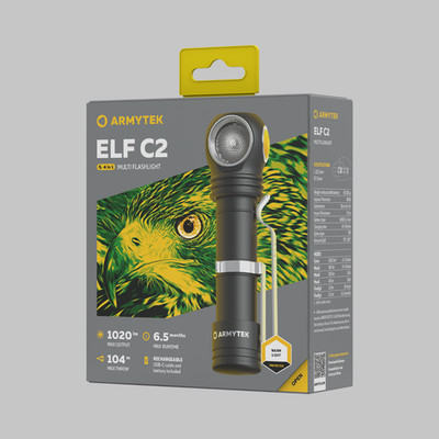 ARMYTEK Elf C2 Warm Stirnlampe 1100 Lumen USB Wiederaufladbar Warmweiß LED
