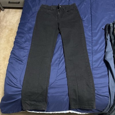 DKNY boys 14 Black Denim Jeans Cotton Spandex Zip Button 5-Pocket Solid
