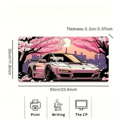 40*90cm High-Quality Extra Large Mouse Pad, Stylish Pink Sports Car HD Image  No
