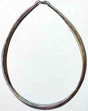 Multi Strand/Color Wire Sterling Silver 18" Necklace