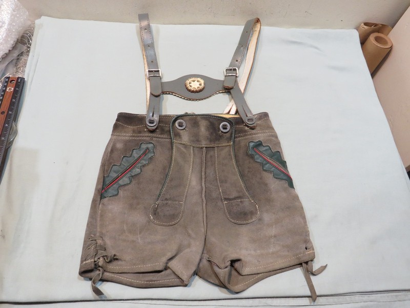 Vintage German Boy's Lederhosen, Vest and Felt Hat w/Pins