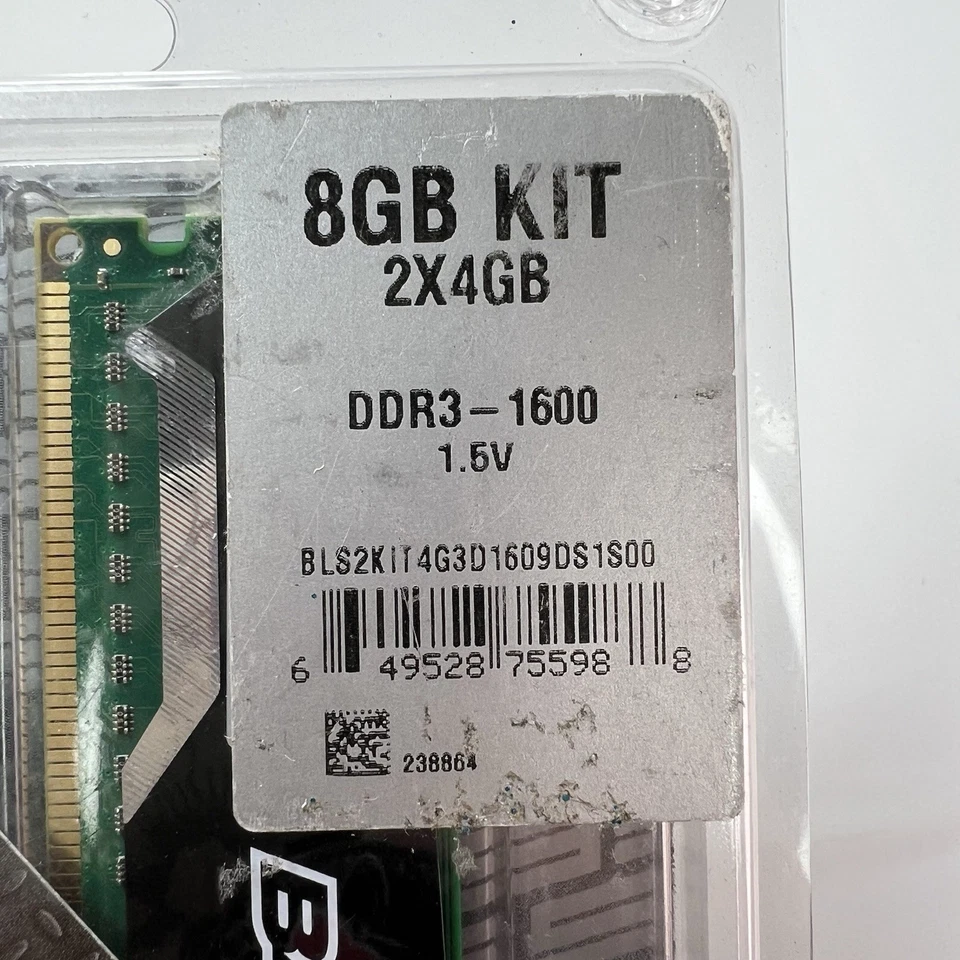 BALLISTIX SPORT GAMING MEMORY 8GB KIT (2 X 4 GB) DDR3 - 16001.5V - Image 2 of 4