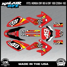 Graphics Kit for HONDA CRF 80 CRF 100 (2004-2016) Pecker Series - Red