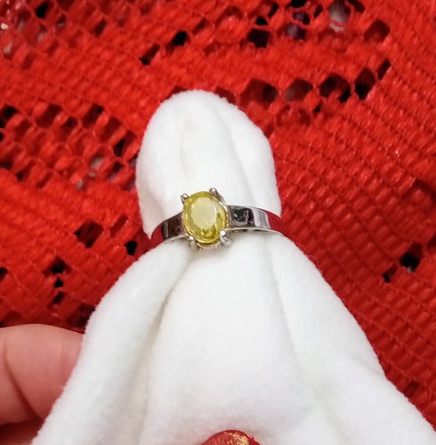 YELLOW SAPPHIRE RING SIZE 7.5 CERTIFIED GENUINE .925 SILVER PLATED RING SIZE 7.5 - Picture 14 of 18