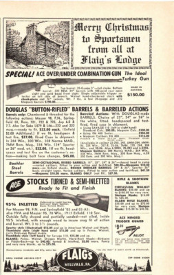 1967 Print Ad  Flaig's Millvale PA Merry Christmas to Sportsmen  Ace Stocks
