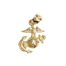 New 14k Yellow Gold Small USMC Insignia Emblem Pendant
