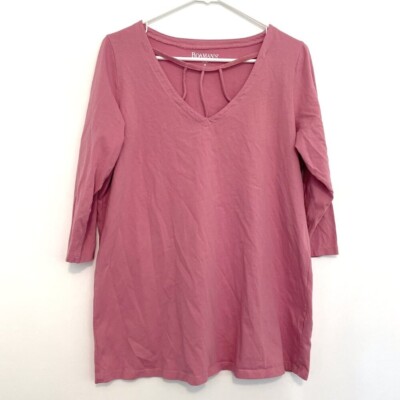 ROAMAN'S VANITY M Plus Size Strappy Ultimate Tee Pink 3/4 Sleeve Cotton 14 16 1X