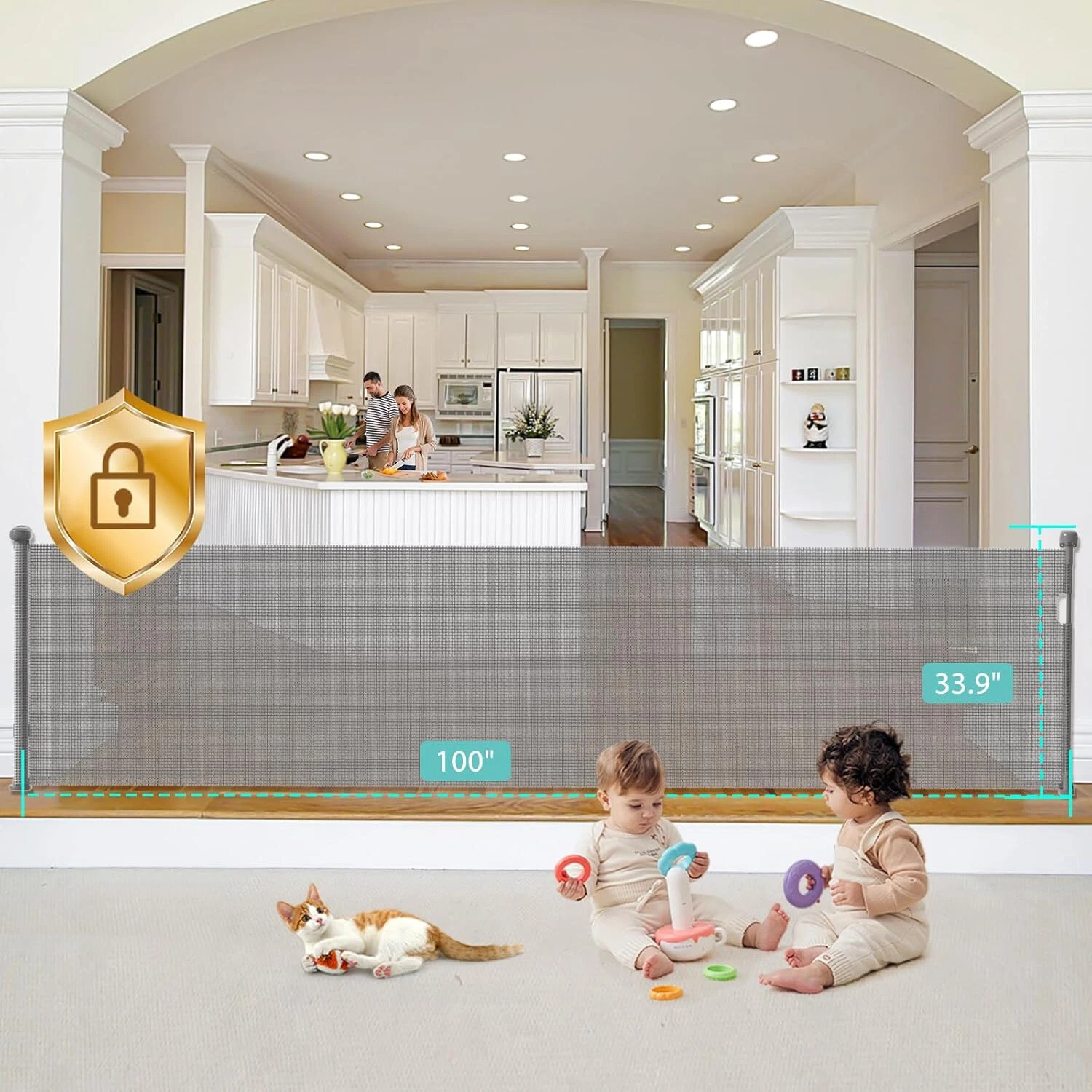 Retractable Baby Gate Extra Wide 100in, One-Side Operation Extra Long Mesh
Opens in a new window or