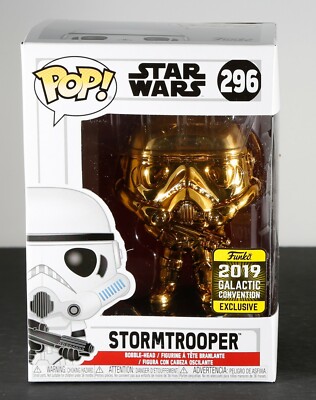 2019 Funko Pop Star Wars Stormtrooper #296 Gold Chrome Galactic  Exclusive