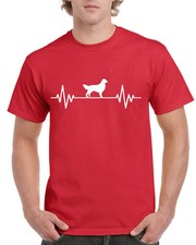 Unisex Mens Dog Gifts TShirt Present Golden Retriever Heart Beat Pulse Love