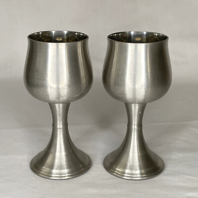 Two Huntly Silcraft Leadless Pewter Goblets Made in Melbourne Australia