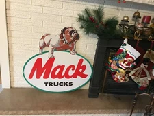 Large Format Mack Trucks Bulldog Cut Out Reproduction Garage Sign Heavy Steel